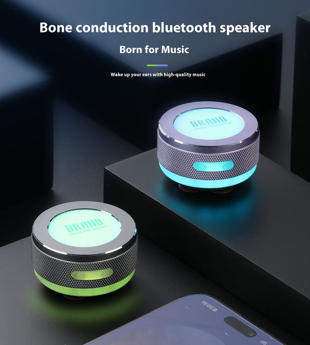 Small Wireless Bone Conduction Speakers Bluetooth Vibration Speaker With Color LED Light Portable Surface Adsorption Speaker
