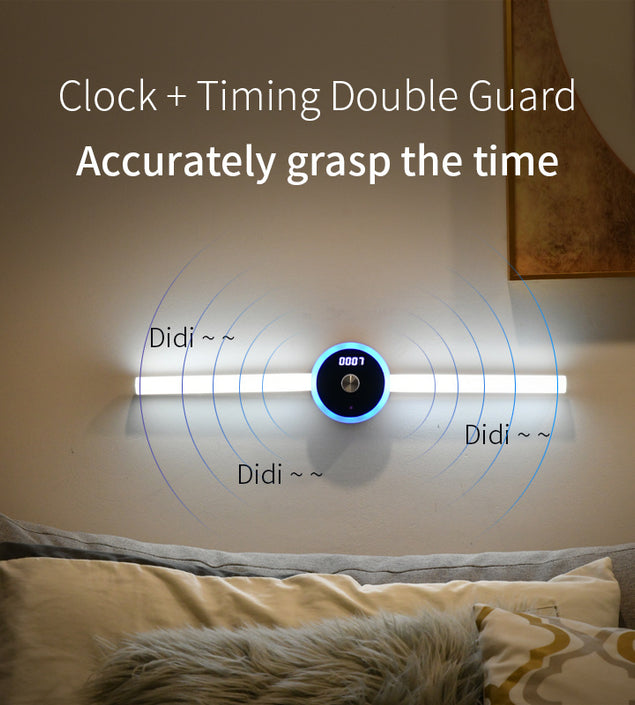 Smart Cabinet Light Clock Timing Sensor Light Removable LED Wardrobe Light Human Body Sensor Light